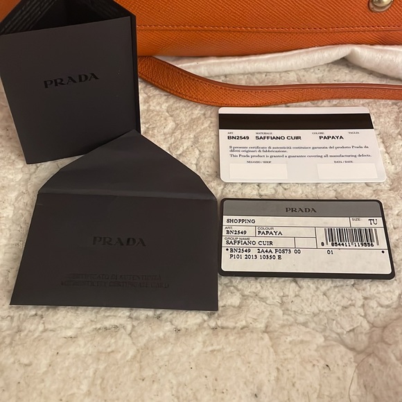 Authentic Prada Saffiano Cuir Large Double-Zip Tote Bag, Orange - Picture 11 of 13